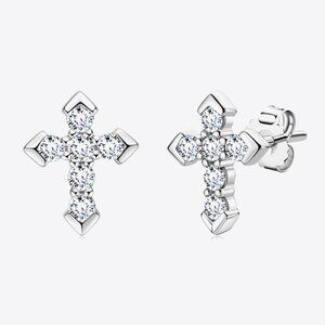 The Sovereign | Cross Stud Earrings | VVS Moissanite 925 Silver